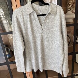 J. CREW Sweater polo collar neckline splice knit extra soft yarn wool blend